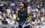 Carlos Alcaraz of Spain reacts against Ben Shelton of the United States during their Men's Singles Quarterfinal match on Day Ten of the 2026 US Open at USTA Billie Jean King National Tennis Center on September 08, 2026 in the Flushing neighborhood of the Queens borough of New York City. (Julian Finney/Getty Images/AFP) 
