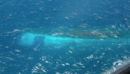 This handout picture taken on September 17, 2026, and released on September 18, 2026 by the Indonesian Navy shows the passenger ship Virgo Transport 8 which capsized in the Java Sea waters, as seen from a Navy vessel. (Photo by Handout / INDONESIAN NAVY / AFP)