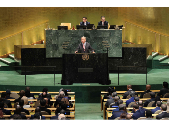 United Nations Secretary-General Antَnio Guterres speaks during the 81st session of the United Nations (U.N.) General Assembly at U.N. Headquarters on September 22, 2026 in New York City. (Photo by Michael M. Santiago / GETTY IMAGES NORTH AMERICA / Getty Images via AFP)