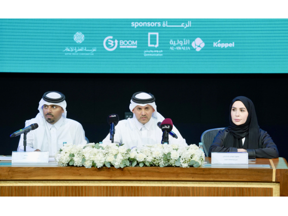 Assistant Undersecretary for Public Services at the Ministry of Municipality and Chairman of the conference’s organising committee Eng Abdullah Ahmed Al Karani (centre) with other officials addressing a press conference.