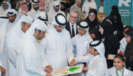 Minister of Municipality H E Abdullah bin Hamad bin Abdullah Al Attiyah, Minister of Justice and Minister of State for Cabinet Affairs H E Ibrahim bin Ali Al Mohannadi interacting with exhibitors during the event. 