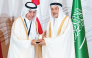 Deputy Prime Minister of the Kingdom of Bahrain H E  Sheikh Khalid bin Abdullah Al Khalifa presenting the award to Chairman of the Board of Directors of QCS Sheikh Dr. Khalid bin Jabor Al Thani. 