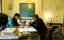 Conservation architect Abha Narain Lambah (L) discussing a project design with an employee in Mumbai. (Photo by Indranil Mukherjee / AFP)