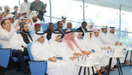 Minister of Culture H E Sheikh Abdulrahman bin Hamad Al Thani, Chairman of the Board of Trustees of Lusail University H E Dr Ali bin Fetais Al Marri, and Undersecretary of the Ministry of Culture H E Dr Ghanem bin Mubarak Al Ali with other officials during the session.