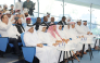 Minister of Culture H E Sheikh Abdulrahman bin Hamad Al Thani, Chairman of the Board of Trustees of Lusail University H E Dr Ali bin Fetais Al Marri, and Undersecretary of the Ministry of Culture H E Dr Ghanem bin Mubarak Al Ali with other officials during the session.