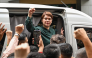 (Files) Philippine Vice President Sara Duterte gestures as she leaves the Hall of Justice in Quezon City, Metro Manila on September 11, 2026. (Photo by Jam Sta Rosa / AFP)