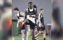 Al Arabi’s Michael Olunga takes part in team’s training session. 