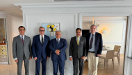 Ambassador of Qatar to France H E Sheikh Ali bin Jassim Al Thani, Chairman of QC Sheikh Khalifa bin Jassim bin Mohammed Al Thani, Board Member of QBA Sheikh Hamad bin Faisal Al Thani with other officials during the meeting.