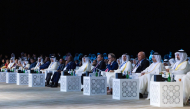 Prime Minister and Minister of Foreign Affairs H E Sheikh Mohammed bin Abdulrahman bin Jassim Al Thani, Minister of Commerce and Industry H E Sheikh Faisal bin Thani bin Faisal Al Thani, Secretary-General of UNCTAD Rebeca Grynspan along with Their Excellencies the Ministers, heads of government and senior officials during the opening of the forum.