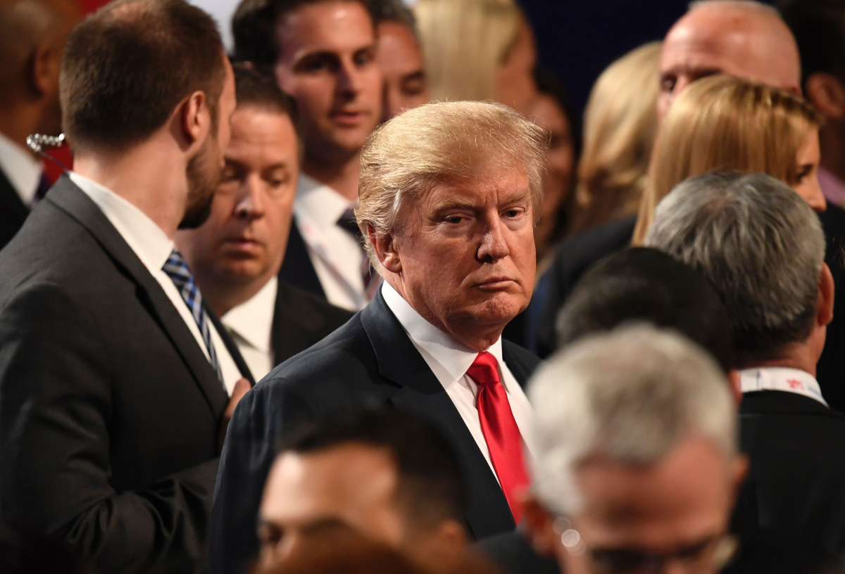 Republican nominee Donald Trump looks on after the final presidential debate at the Thomas & Mack Center on the campus of the University of Las Vegas in Las Vegas, Nevada on October 19, 2016. (AFP / Robyn BECK)