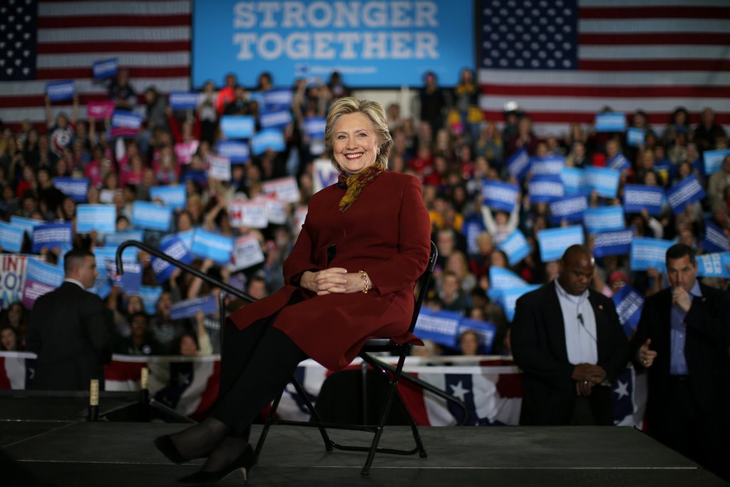 US Democratic presidential nominee Hillary Clinton attends a campaign rally accompanied by vice presidential nominee Senator Tim Kaine (not pictured) in Pittsburgh, U.S., October 22, 2016. Reuters/Carlos Barria