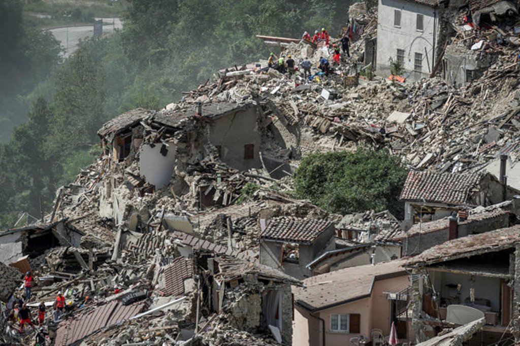 OBLITERATED: The town of Amatrice has been completely flattened following the natural disaster. / Reuters.