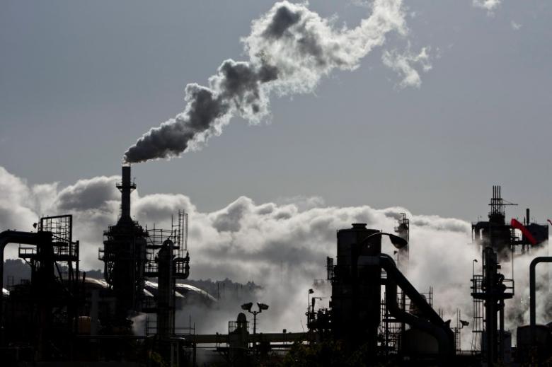 File photo of smoke being released into the sky at a refinery in Wilmington, California. Reuters 