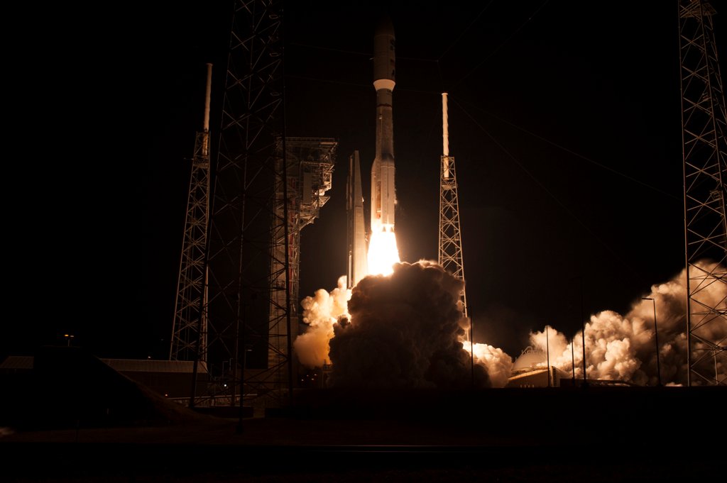 An Atlas V rocket with NOAA's Geostationary Operational Environmental Satellite (GOES-R), lifts off at 6:42 p.m. EST at Space Launch Complex 41 at Cape Canaveral Air Force Station in Florida, U.S., November 19, 2016. Courtesy Tony Gray & Tim Terry/NASA
