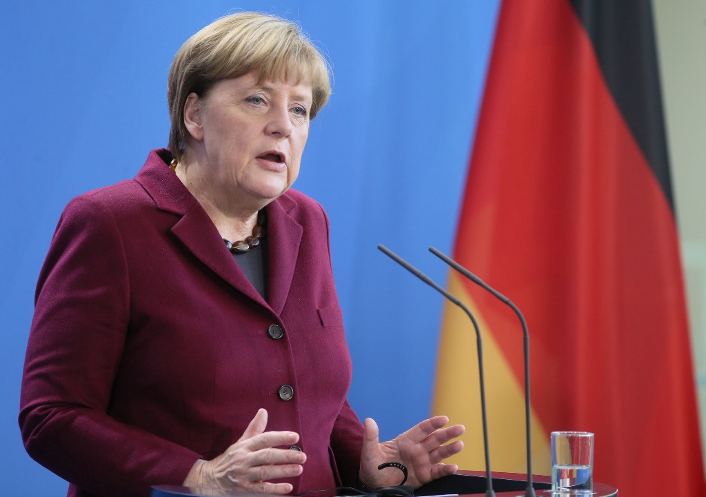 BERLIN, GERMANY - NOVEMBER 29: German Chancellor Angela Merkel and Prime Minister of Malta Joseph Muscat (not seen) hold press conference after their meeting in Berlin, Germany on November 29, 2016. ( Cüneyt Karada? - Anadolu Agency )
