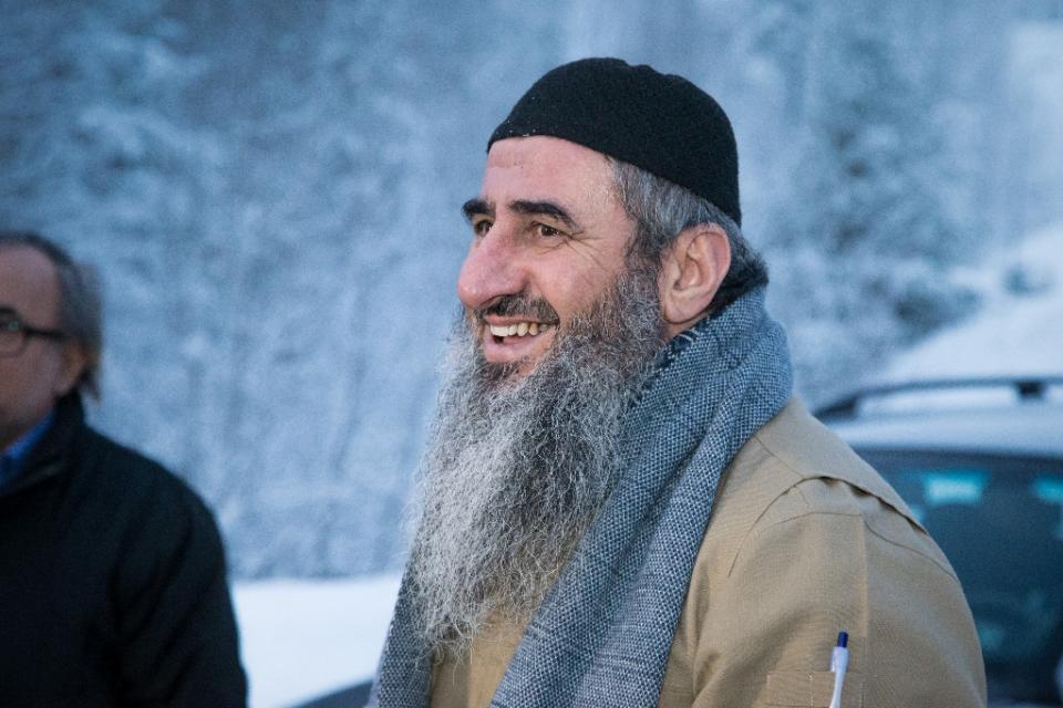 Najumuddin Faraj Ahmad, better known as Mullah Krekar, is pictured following his release from Kongsvinger prison in Norway, on January 25, 2015 (AFP Photo/Audun Braastad) 