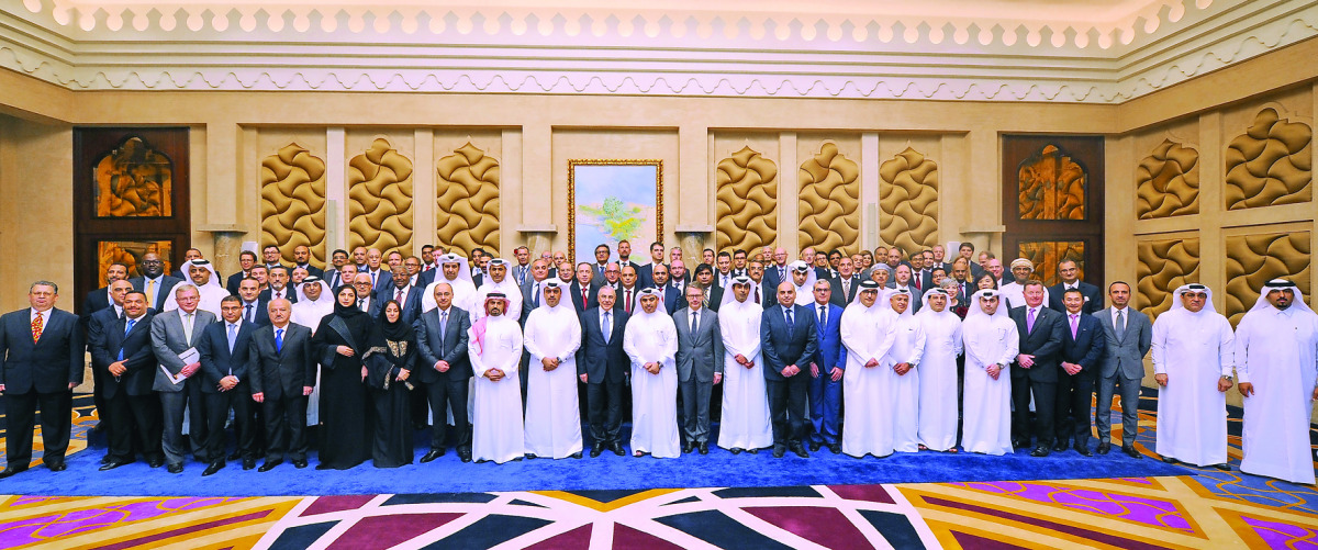 QNB Group’s executive management, general managers and CEOs from across the Group’s international network stanidng for a group photo at the two-day conference where they discussed its new vision for the year 2020.