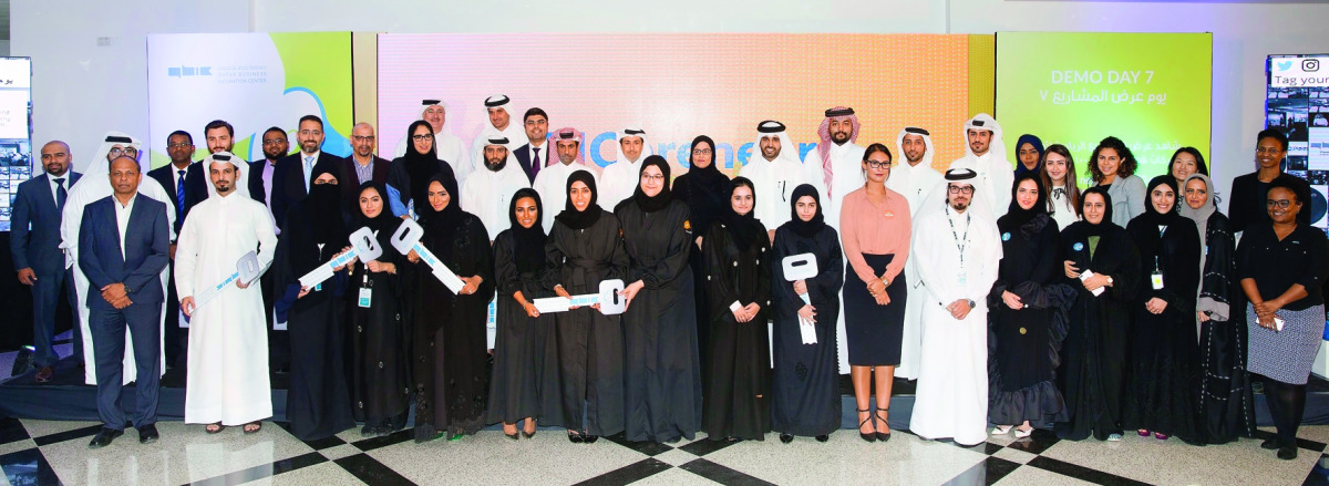 QBIC and QDB officials with the winners during the Demo Day festival yesterday. 