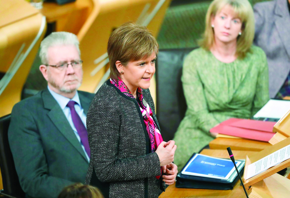 Scotland's First Minister Nicola Sturgeon delivers a statement on Brexit during a session of Parliament at Holyrood in Edinburgh, yesterday.