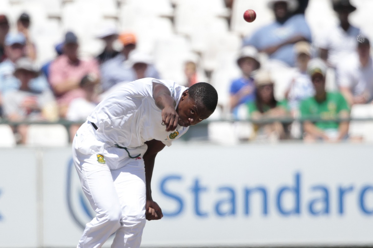 South African bowler Kagiso Rabada bowls during the second Test between South Africa and Sri Lanka on January 5, 2017 at Newlands Cricket Stadium in Cape Town. (AFP / GIANLUIGI GUERCIA)