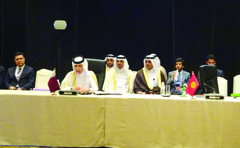 Minister of State for Foreign Affairs H E Sultan bin Saad Al Muraikhi speaking at the Organization of Islamic Cooperation (OIC) meeting on the Rohingya Muslim minority of Myanmar.