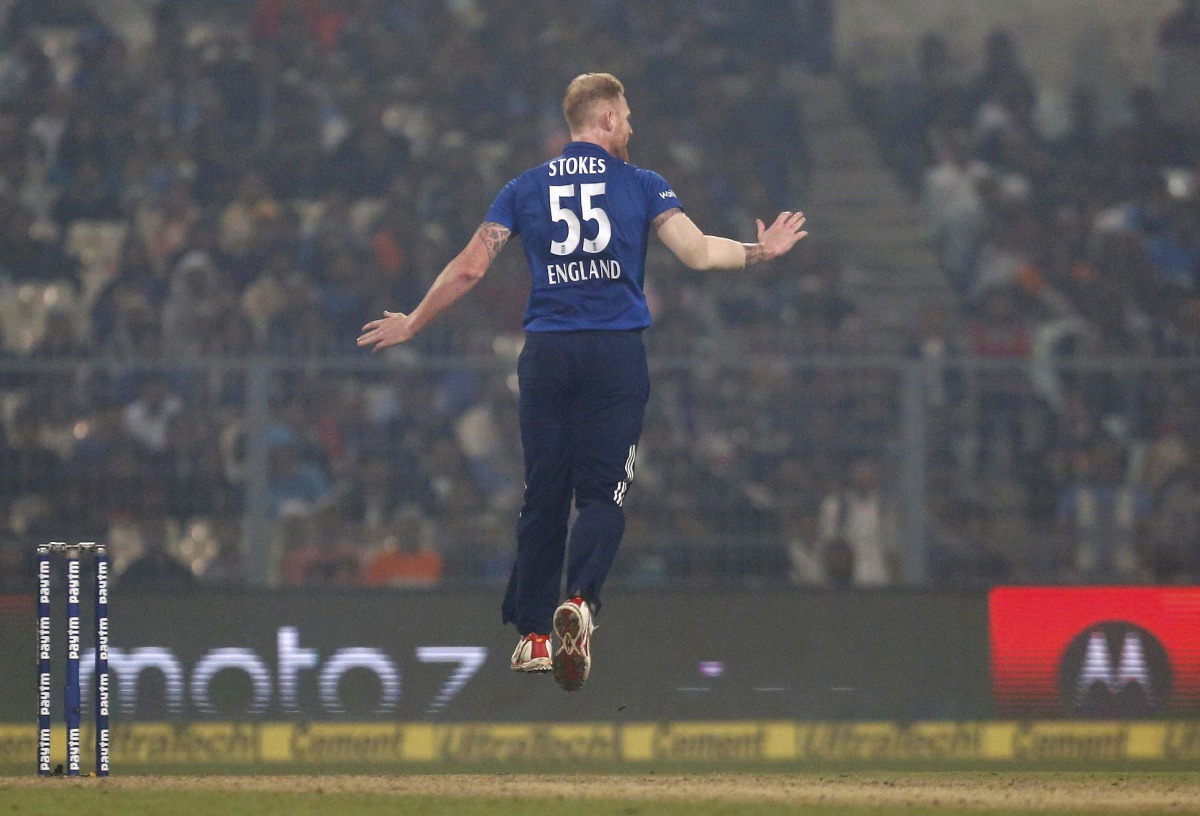 Ben Stokes leaps in the air. (REUTERS/Rupak De Chowdhuri)