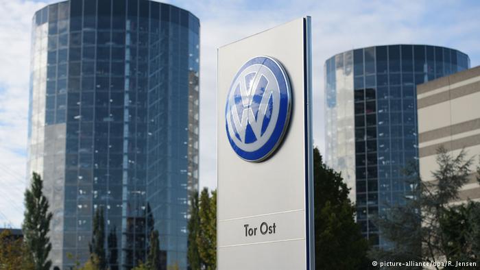 The logo of Volkswagen seen on its headquarters in Wolfsburg, Germany.