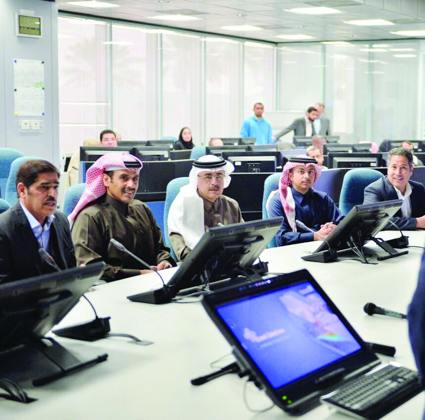 Saad Sherida Al Kaabi (second left), President & CEO of Qatar Petroleum attending a meeting in Dhahran in  Saudi Arabia.