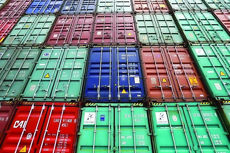 A stack of shipping containers are pictured in the Port of Miami in Miami, Florida, in this file photo. 