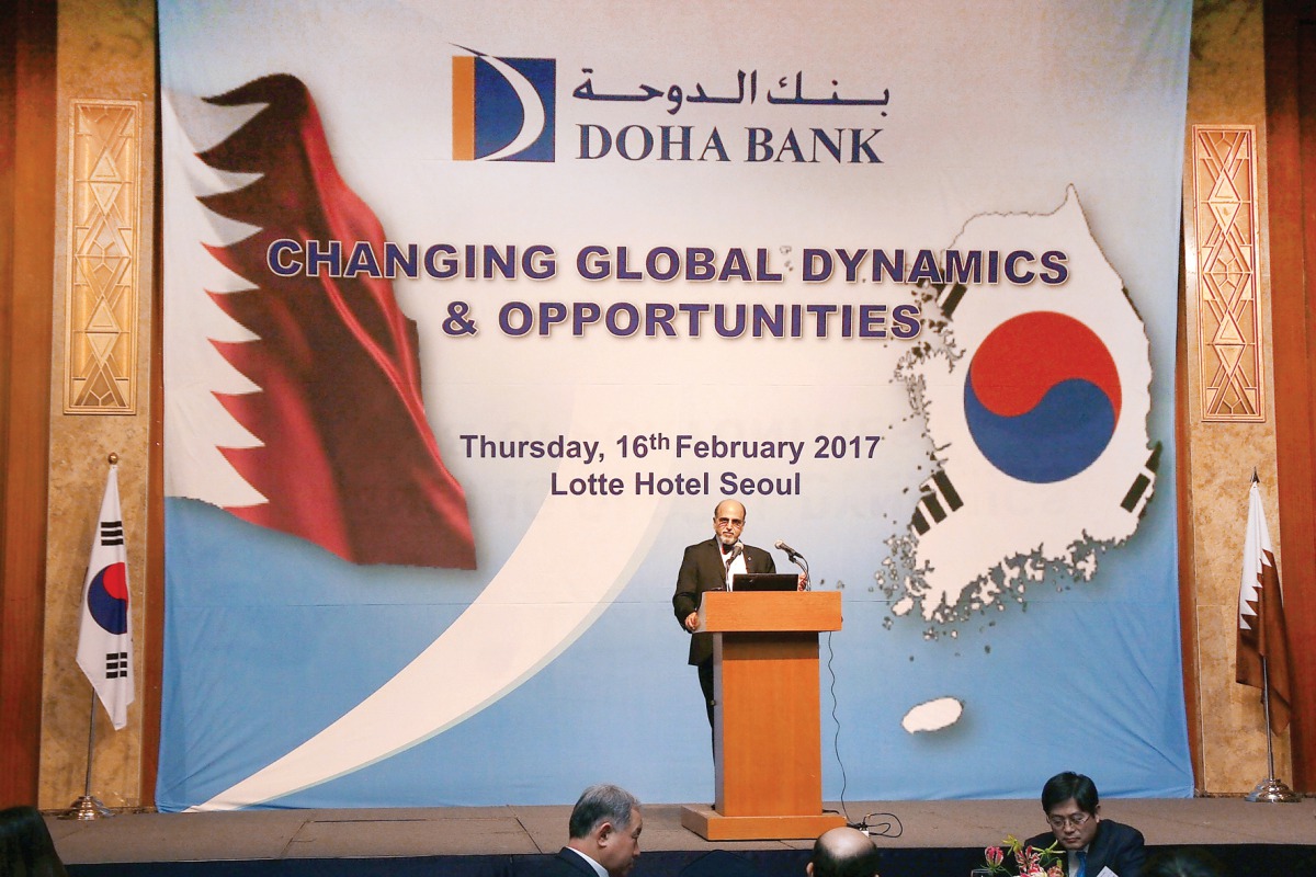 Dr R Seetharaman, CEO of Doha Bank, speaking at a Knowledge Sharing Session held in Seoul.