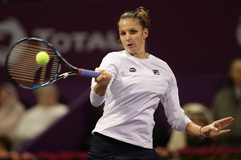 Tennis - Qatar Open - Women's Singles - Final Match - Caroline Wozniacki of Denmark v Karolina Pliskova of the Czech Republic - Doha, Qatar - 18/2/2017 - Pliskova in action. REUTERS/Ibraheem Al Omari
