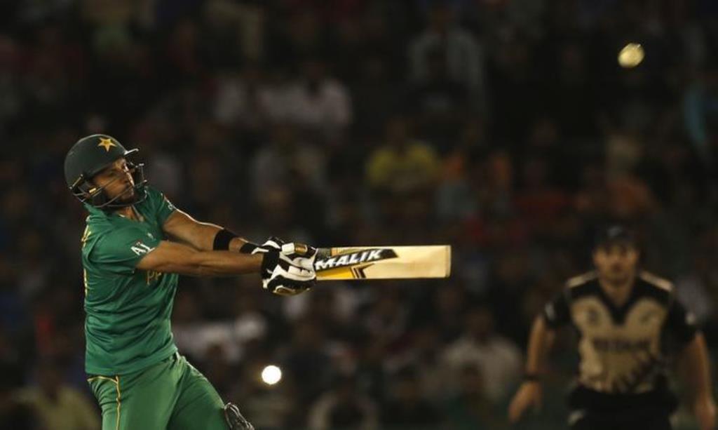 File picture of Pakistan's captain Shahid Afridi playing a shot. Reuters/Adnan Abidi/Files