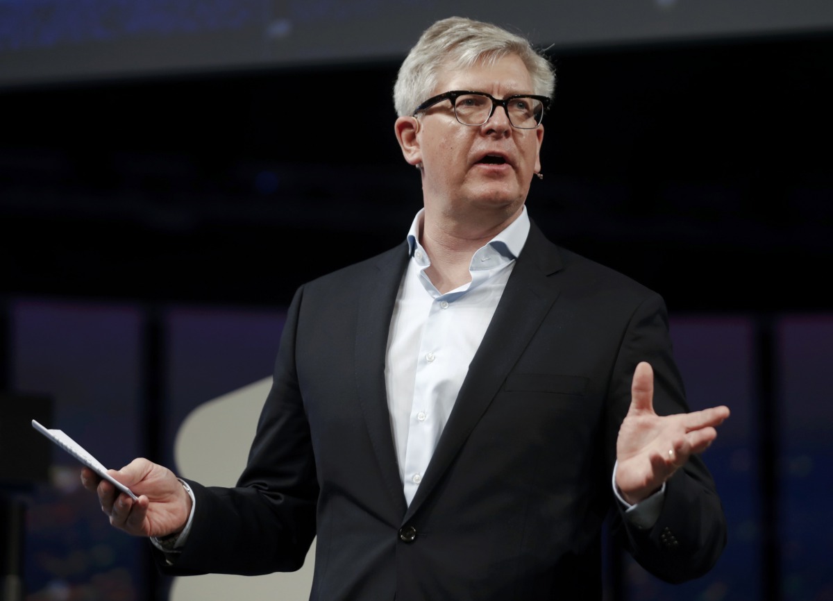 Borje Ekholm, President and Chief Executive Officer of Ericsson, delivers his speech at Mobile World Congress in Barcelona, Spain, February 27, 2017. REUTERS/Eric Gaillard