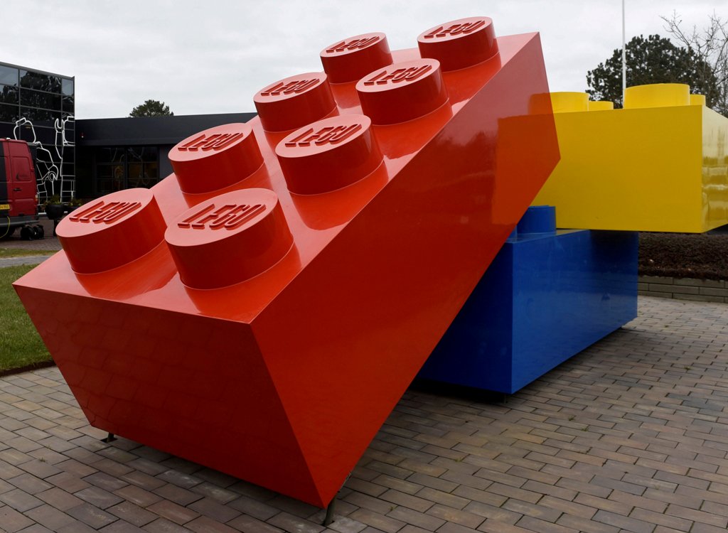 Giant Lego bricks are displayed at the headquarters of the Danish toy company during the annual news conference in Billund, Denmark March 1, 2016. REUTERS/Fabian Bimmer/File Photo
