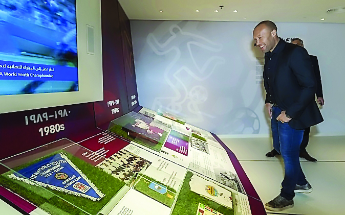 Former France footballer Mikael Silvestre during his visit  to a Supreme Committee for Delivery & Legacy (SC) office in Doha recently.  