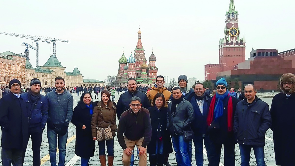 GCC media members and Gulf Air officials in Moscow during the familiarisation trip.