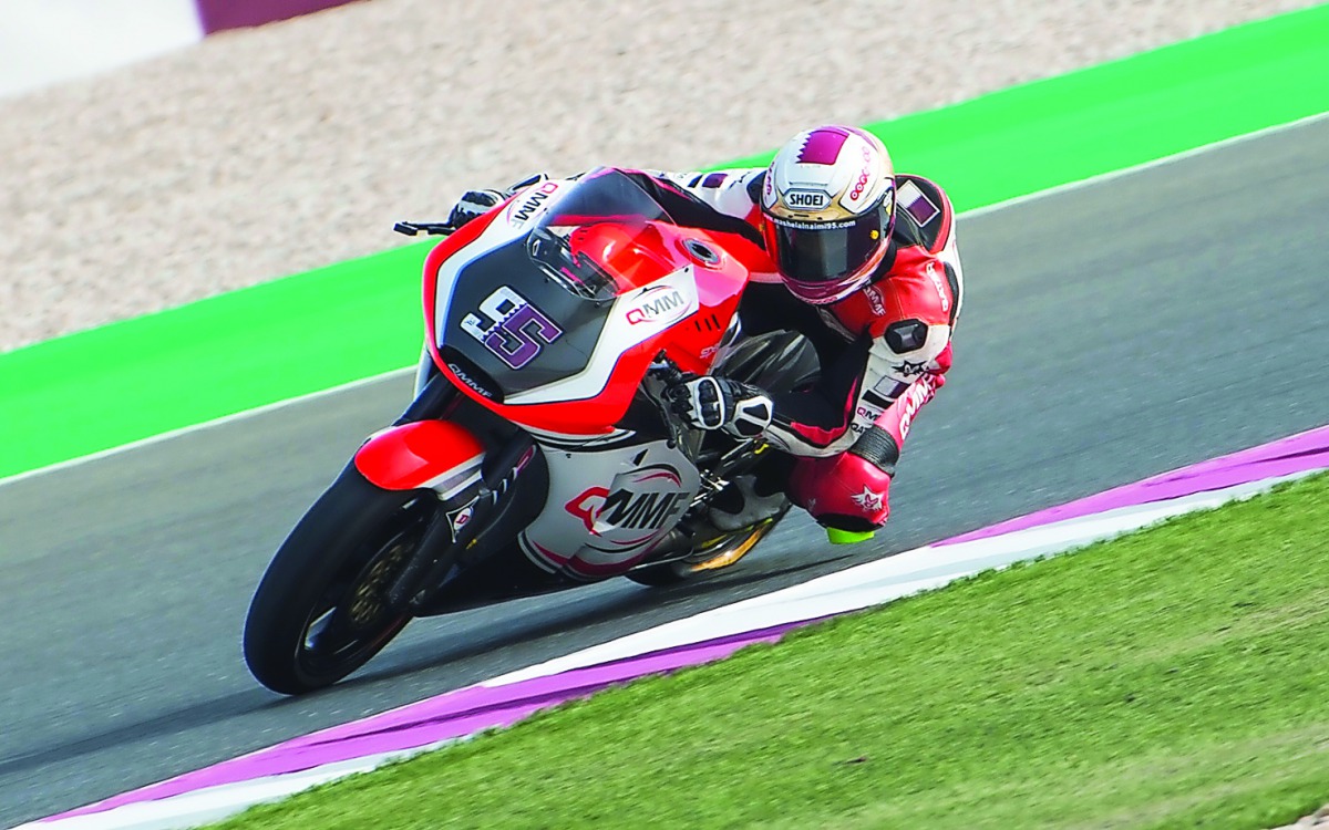 Qatar's Mashel Al Naimi in action during Moto2 testing at Losail International Ciruit yesterday. 
