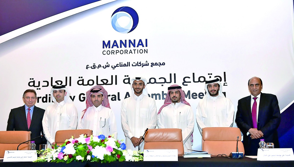 Mannai Corporation board of directors at the ordinary general assembly meeting, yesterday.