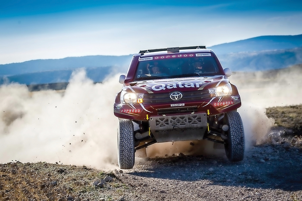 Qatar’s Nasser bin Saleh Al Attiyah is seen in action during the final day of Baja Spain Aragon in Northern Spain in this July 2016 file photo.