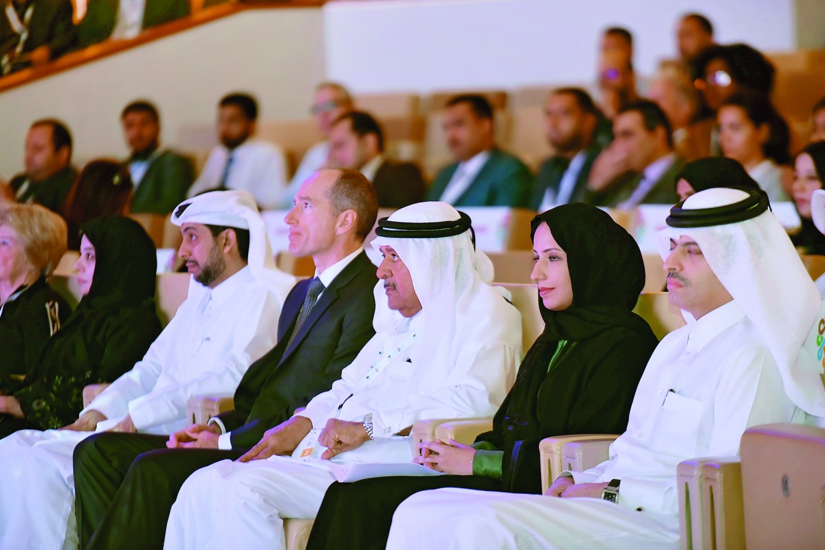 FROM LEFT: Dr Hassan Al Derham, President of Qatar University; Alistair Routledge, President and General Manager for ExxonMobil Qatar; H E Sheikh Faisal bin Qassim Al Thani; Buthaina Al Nuaimi, President, Pre-University Education, QF; and Sheikh Dr Mohamm