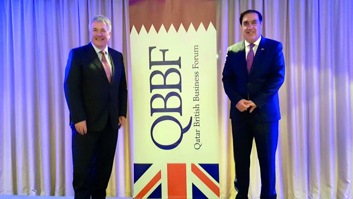 Ian Gray OBE, CEO Vodafone Qatar (left) and Emad Turkman MBE, Chairman of QBBF at the  luncheon event at W Doha Hotel.