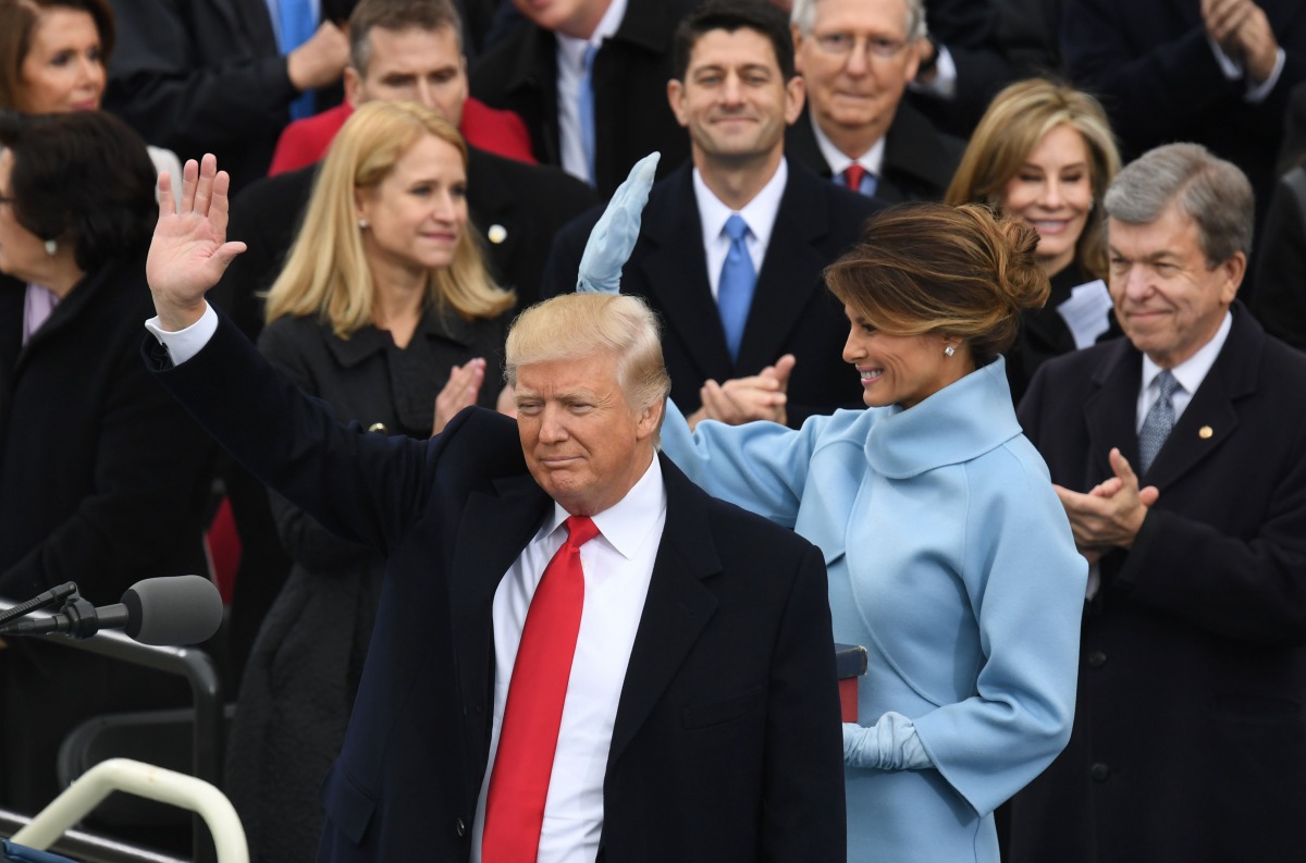 US President Donald Trump gestures after being sworn in as President on January 20, 2017 at the US Capitol in Washington (AFP Mark RALSTON) 