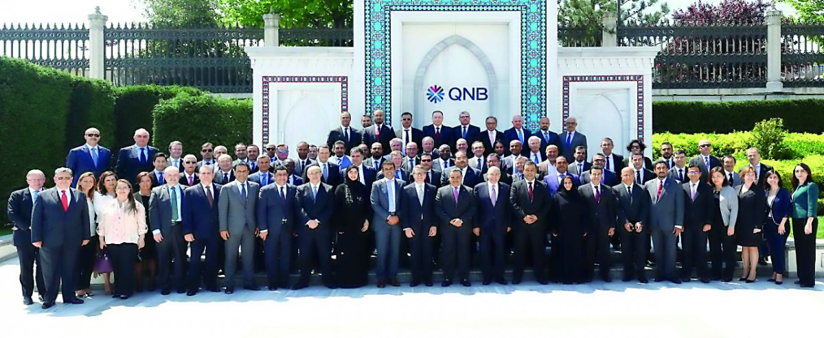 Officials of QNB Group posing for a picture with Ali Ahmed Al Kuwari , Group CEO of QNB, during a two-day Strategy Conference held in Turkey. The conference was attended by the Group’s executive management, general managers, and CEOs from across the Group
