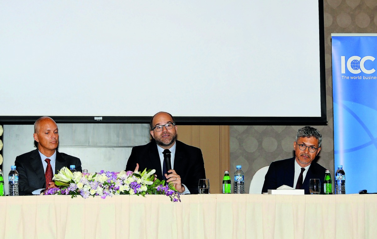 FROM LEFT: Tarek Saad of Squire Patton Boggs, Doha; Jose Ricardo Feris, Deputy Secretary General, ICC International Court of Arbitration, Paris (ICC ICA); Sami Houerbi, Director for Eastern Mediterranean, Middle and Africa, ICC ICA;  at the  launch of ICC