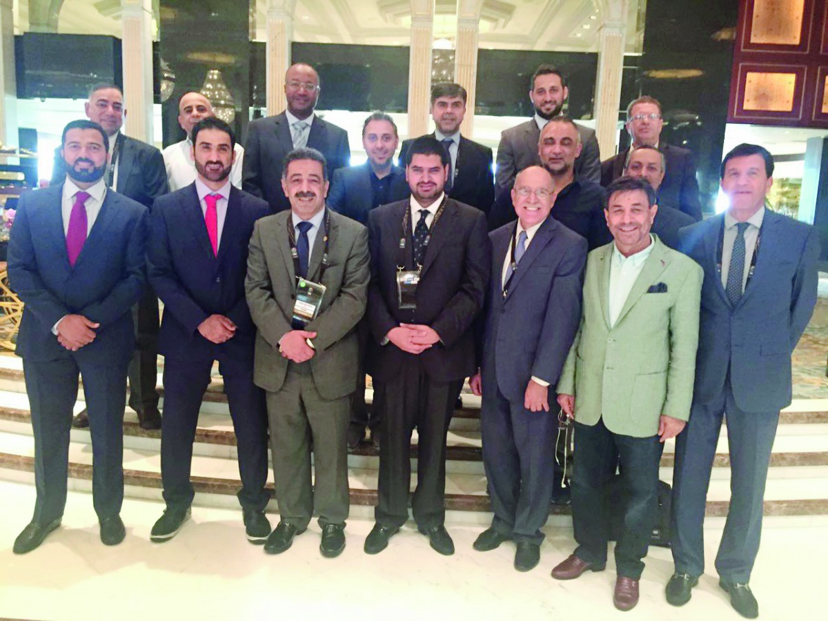 Qatar Basketball Federation Secretary General Ali Al Malki and President Ahmed Al Muftah are seen along with other officials during the FIBA Basketball World Cup 2019 Asia qualifying draw in Guangzhou on Sunday.