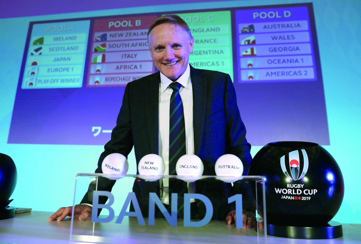 Ireland's head coach Joe Schmidt poses after the Rugby World Cup Japan 2019 pool draw in Kyoto, yesterday.