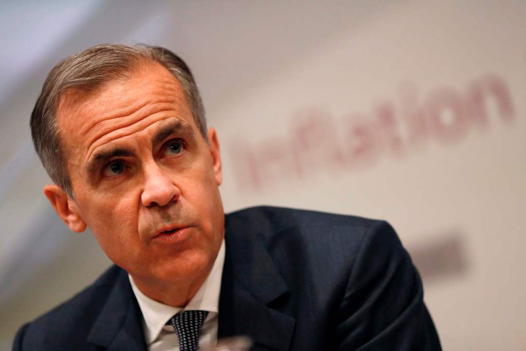 Bank of England Governor Mark Carney speaks during the central Bank's quarterly Inflation Report press conference at the Bank of England in the City of London on May 11, 2017.  AFP / POOL / Adrian DENNIS
