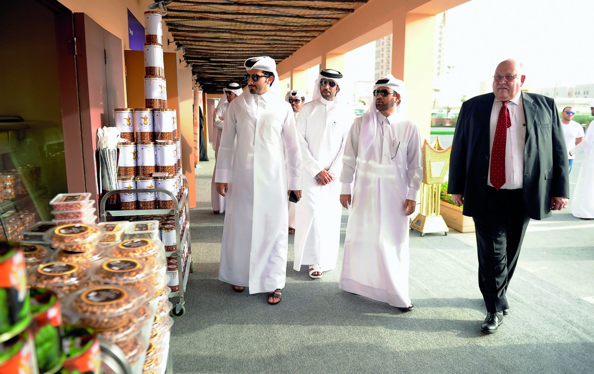 Dr Khalid bin Ibrahim Al Sulaiti, General Manager of Katara (second right), and other officials at Meerat Ramadan, in Katara yesterday. Pic: Abdul Basit/ The Peninsula