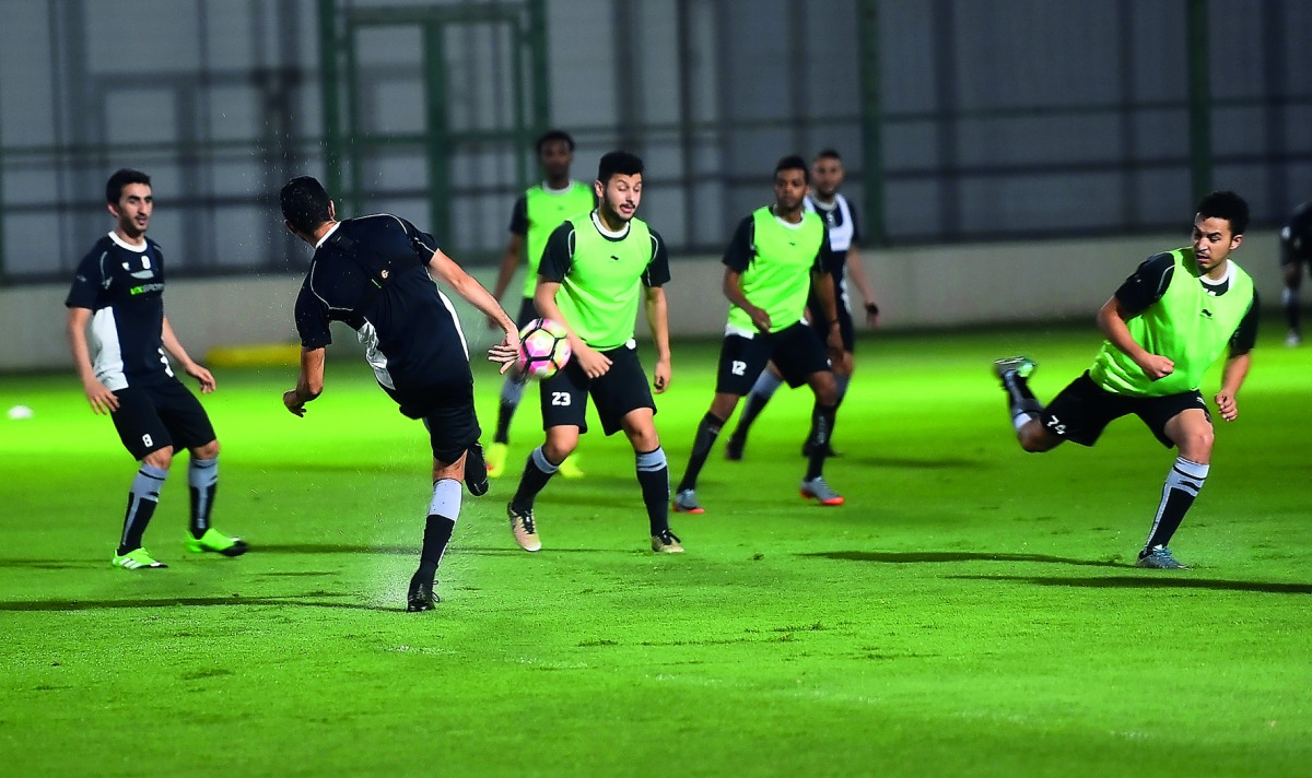 Al Sadd team training ahead of today's Emir Cup semi-final against El Jaish.