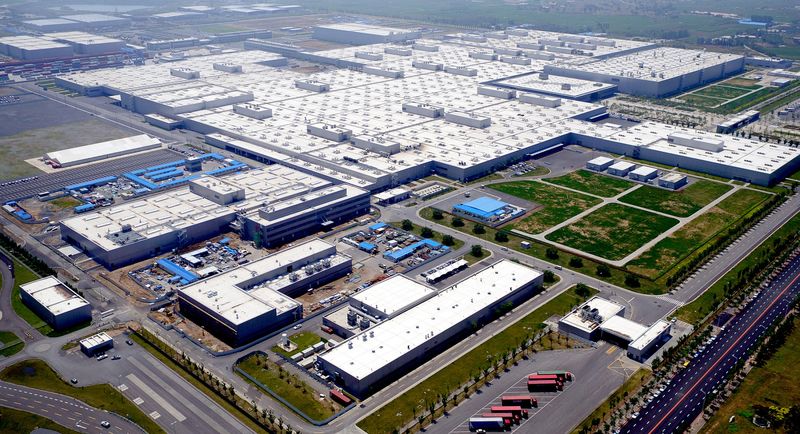 An aerial view of the BMW's production plant in Shenyang, China.